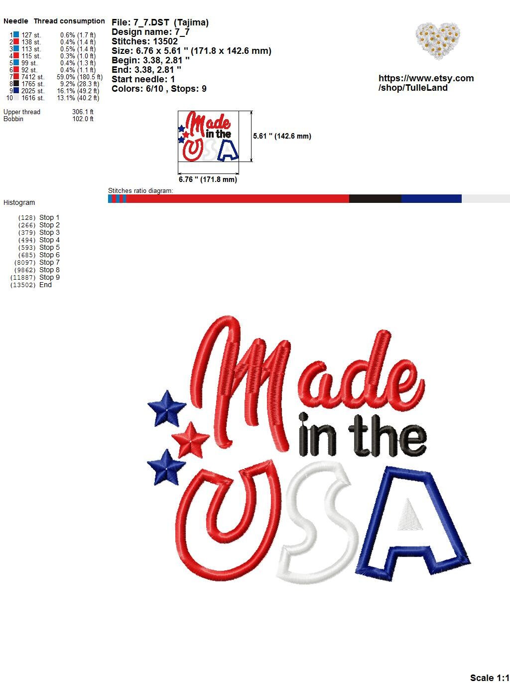 Made in the USA Patriotic Star Machine embroidery design 10 Made in the USA Patriotic Star Machine embroidery design - Image 10
