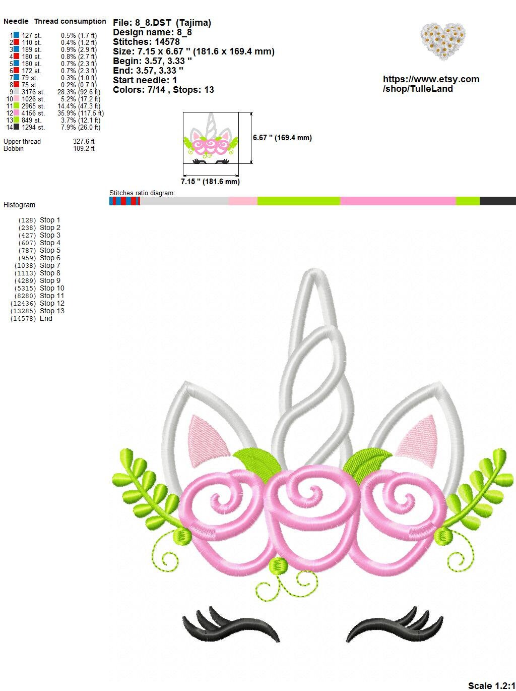 Magic unicorn with Roses Machine embroidery design 5 Magic unicorn with Roses Machine embroidery design - Image 5