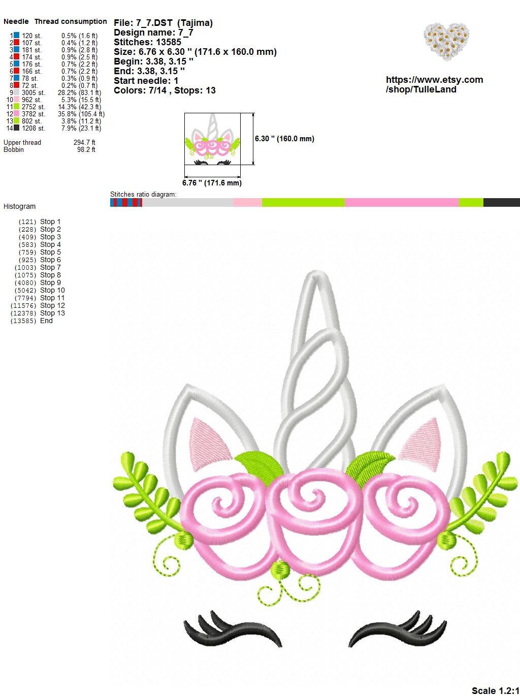 Magic unicorn with Roses Machine embroidery design 6 Magic unicorn with Roses Machine embroidery design - Image 6