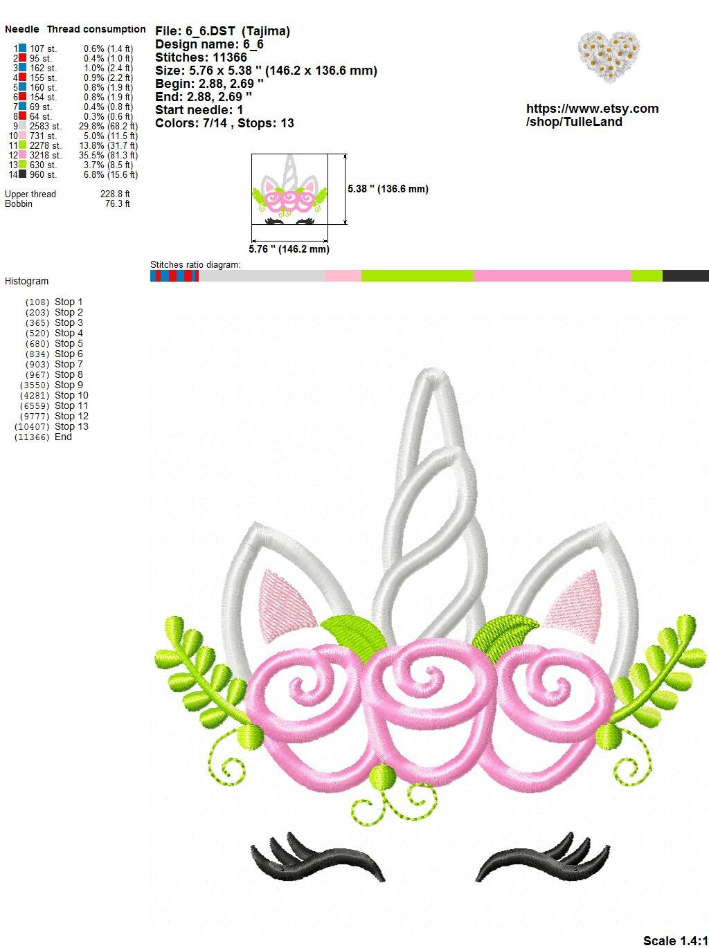 Magic unicorn with Roses Machine embroidery design 8 Magic unicorn with Roses Machine embroidery design - Image 8