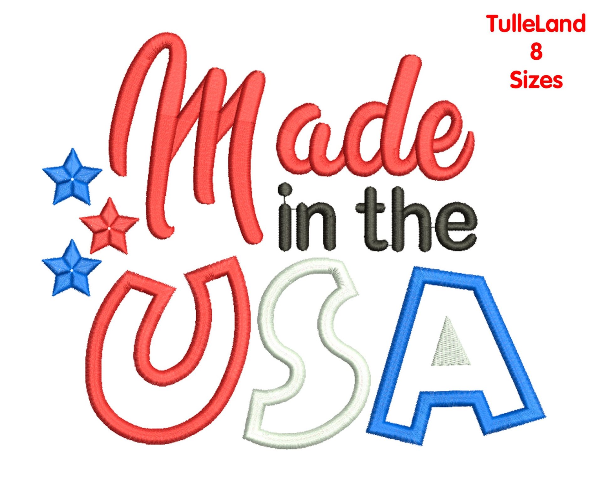Made in the USA Patriotic Star Machine embroidery design 2 Made in the USA Patriotic Star Machine embroidery design - Image 2
