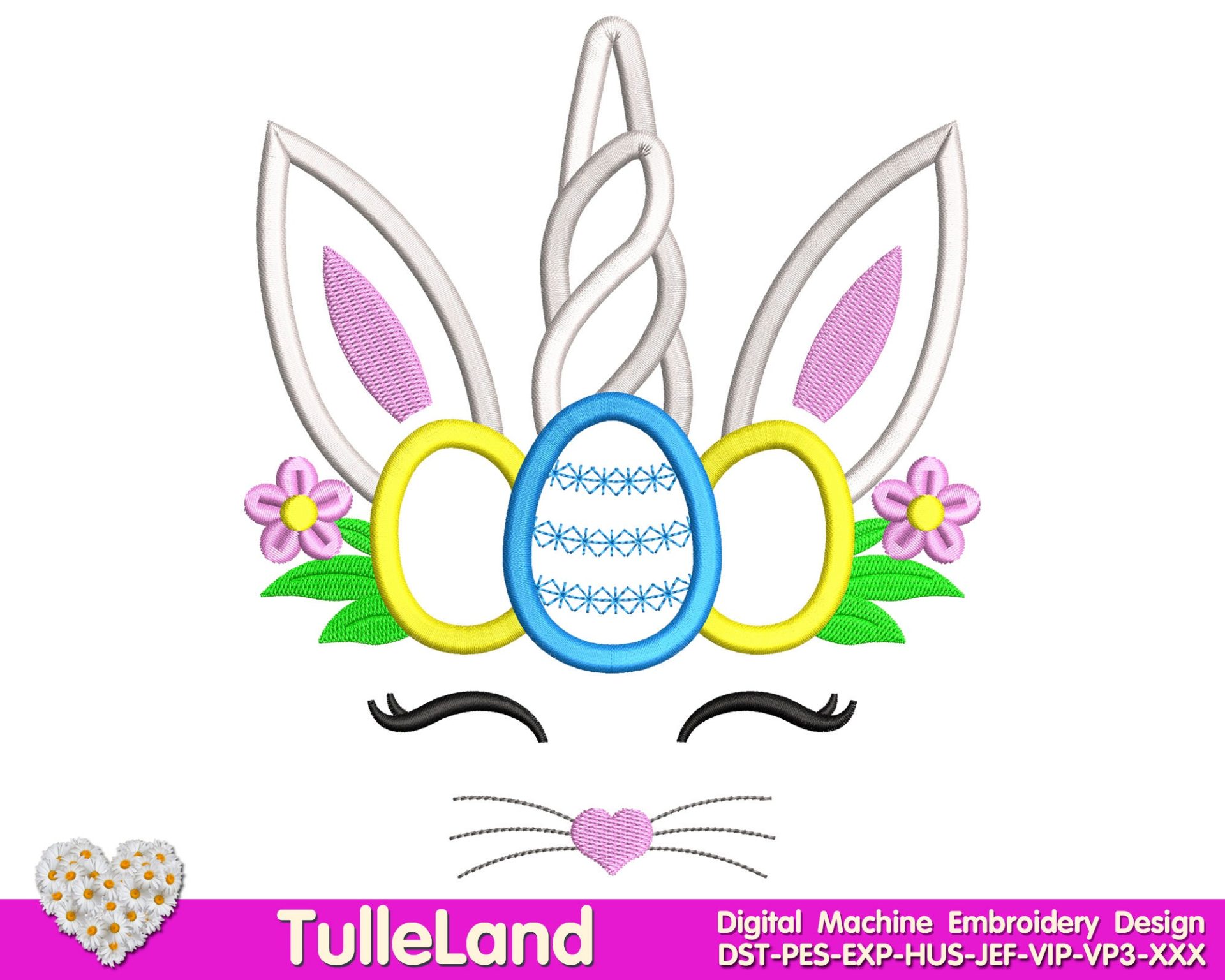 Easter Bunny Unicorn Egg Machine embroidery design 2 Easter Bunny Unicorn Egg Machine embroidery design - Image 2