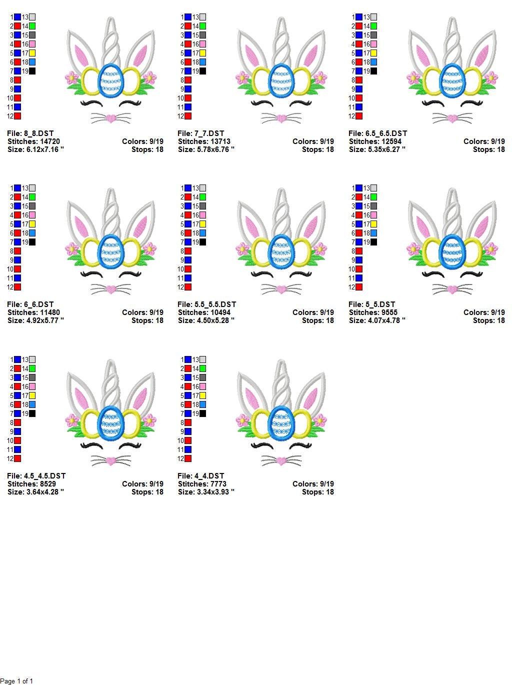 Easter Bunny Unicorn Egg Machine embroidery design 3 Easter Bunny Unicorn Egg Machine embroidery design - Image 3