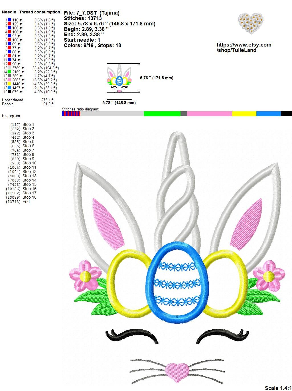 Easter Bunny Unicorn Egg Machine embroidery design 9 Easter Bunny Unicorn Egg Machine embroidery design - Image 9
