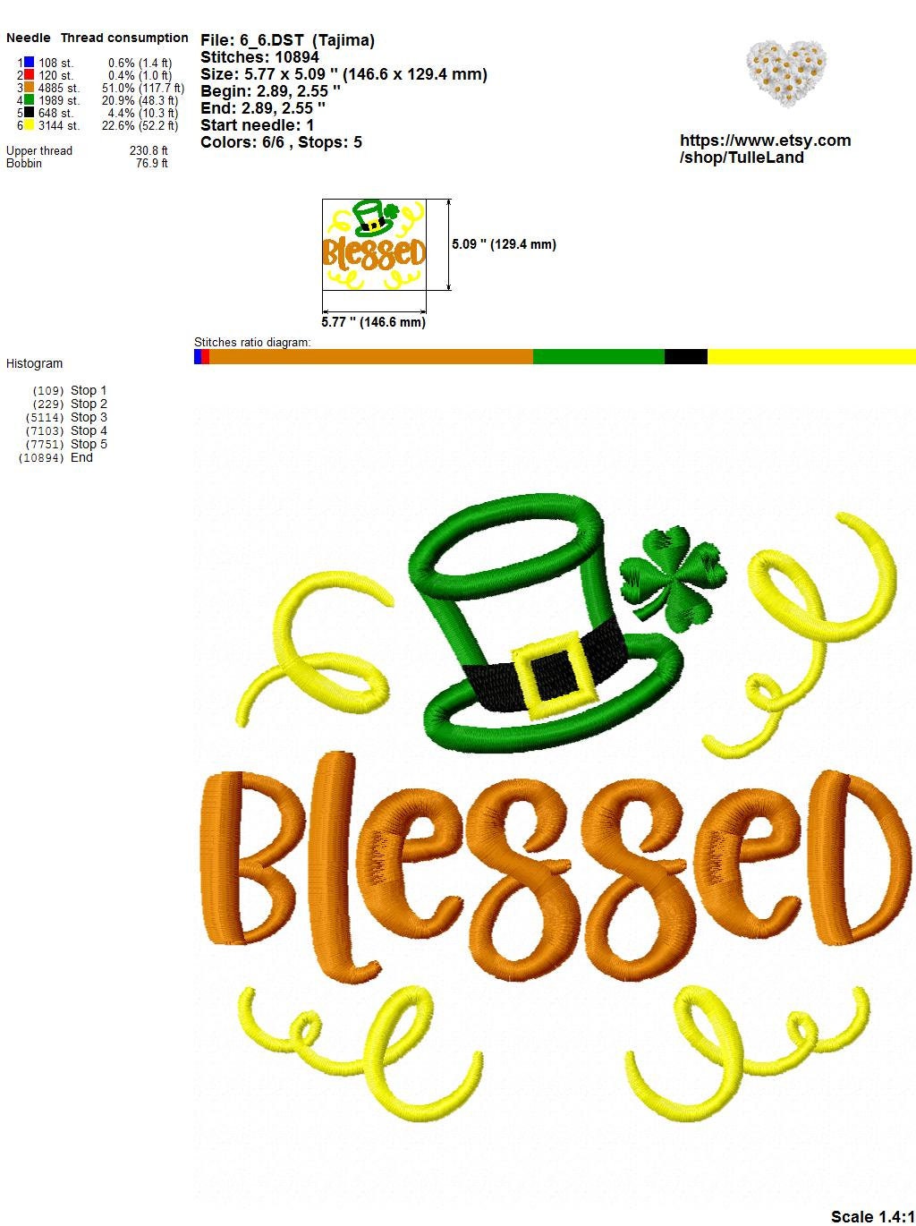 Blessed Lucky Shamrock Machine embroidery design 9 Blessed Lucky Shamrock Machine embroidery design - Image 9