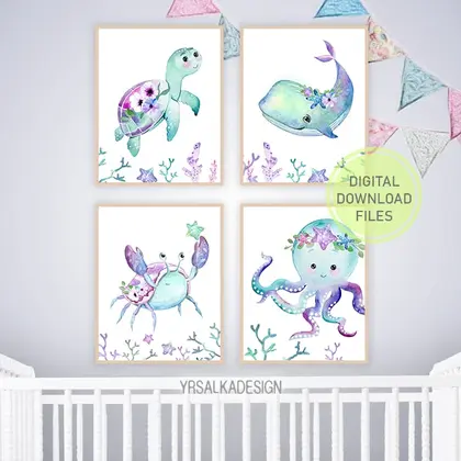 Under the sea, Ocean nursery decor, Nursery wall art