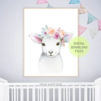 Lamb Print, Sheep Wall Art, Farm Nursery Decor