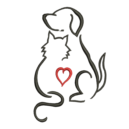 Cat and dog machine embroidery design
