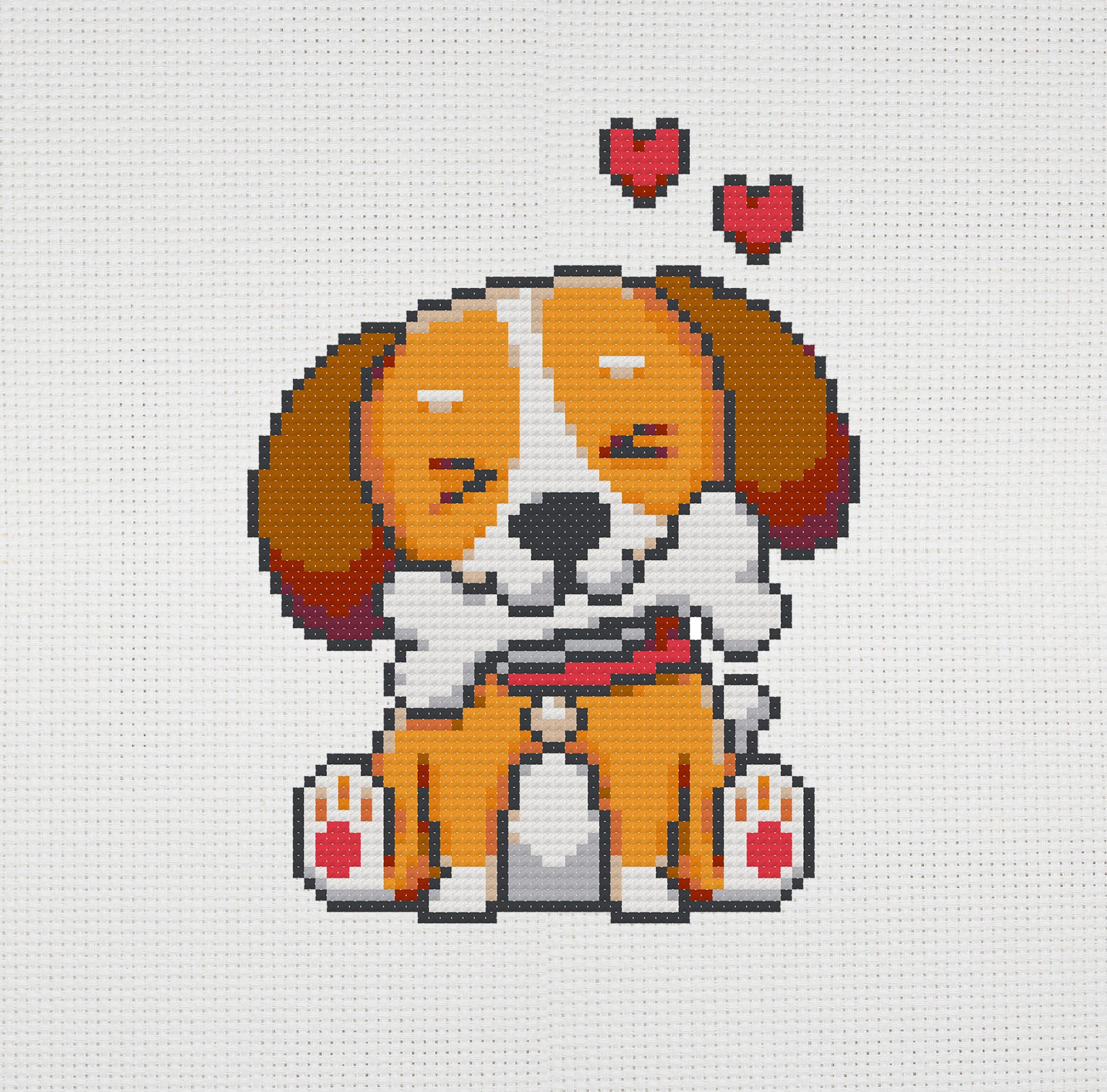 Dog cross stitch pattern PDF. Beagle with bone 4 beagle embroidery