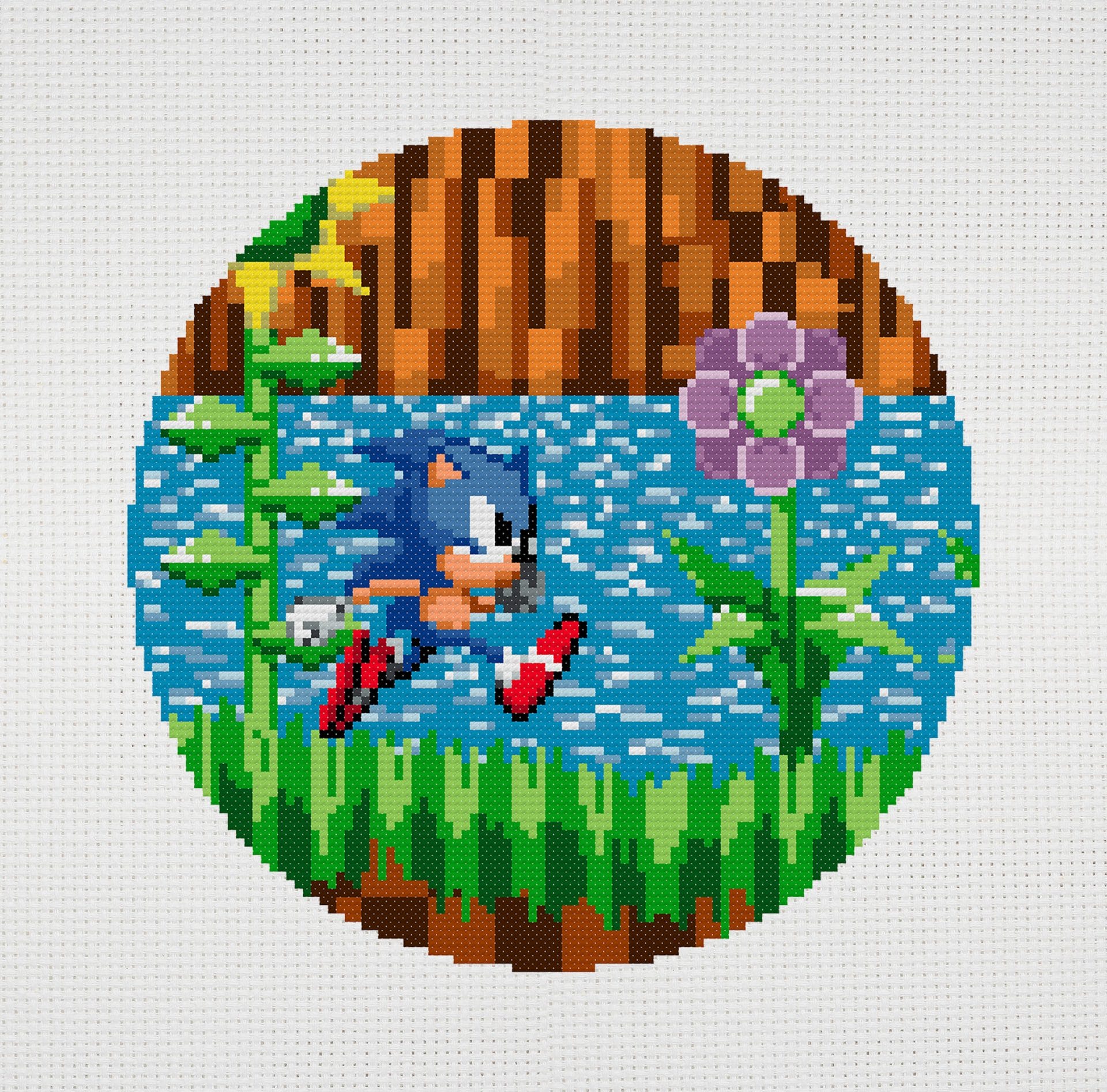 Sonic cross stitch. Sonic the hedgehog 4 Old school Sonic