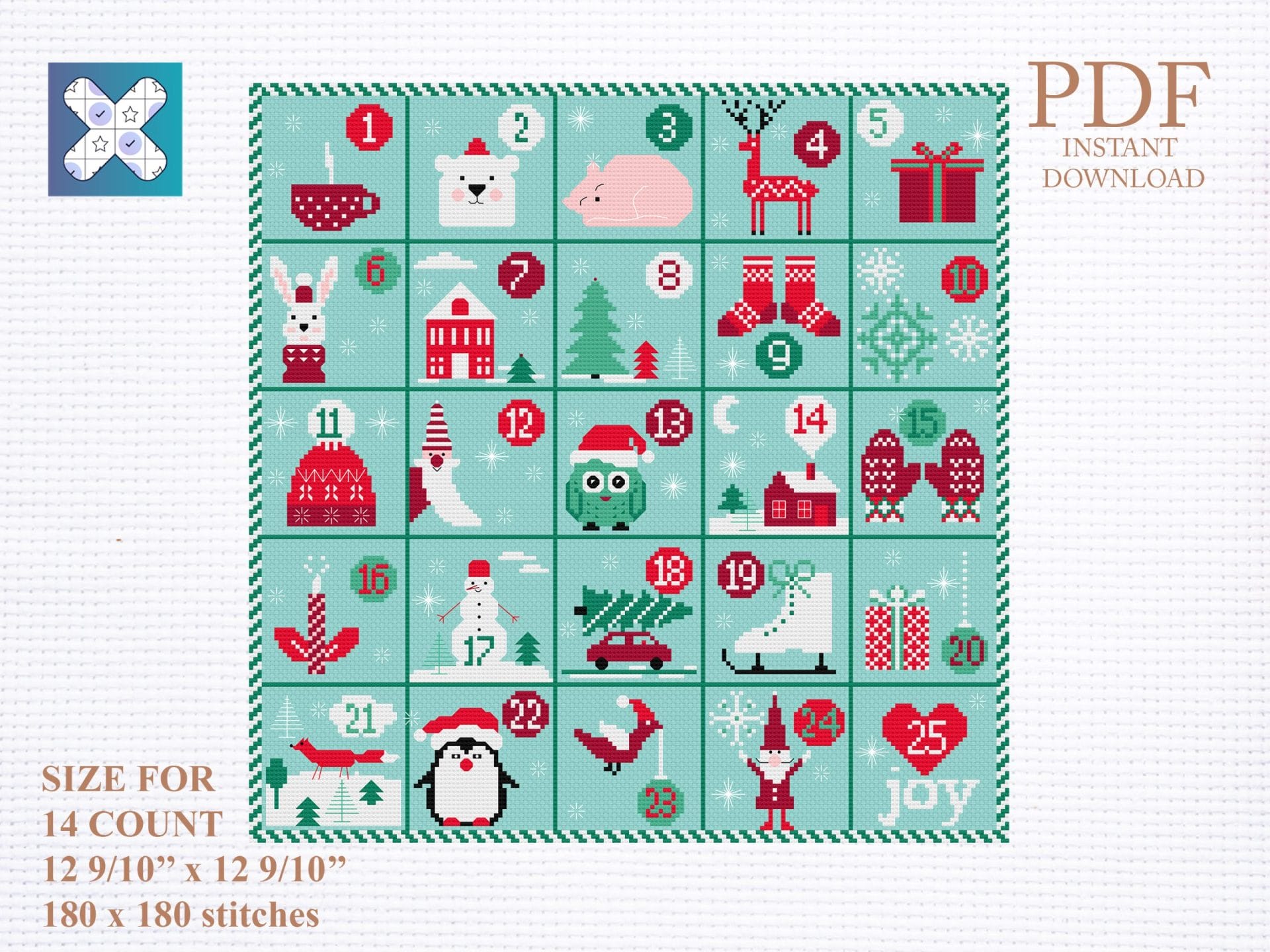 Advent calendar cross stitch pattern 2 1 Advent calendar cross stitch pattern 2
