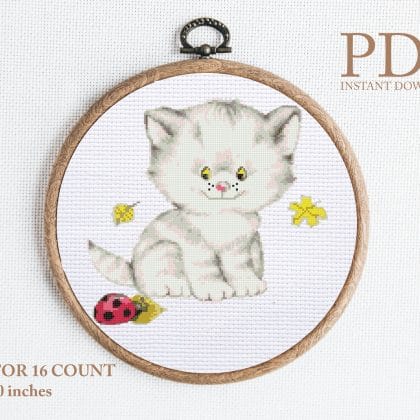 Little cat cross stitch pattern
