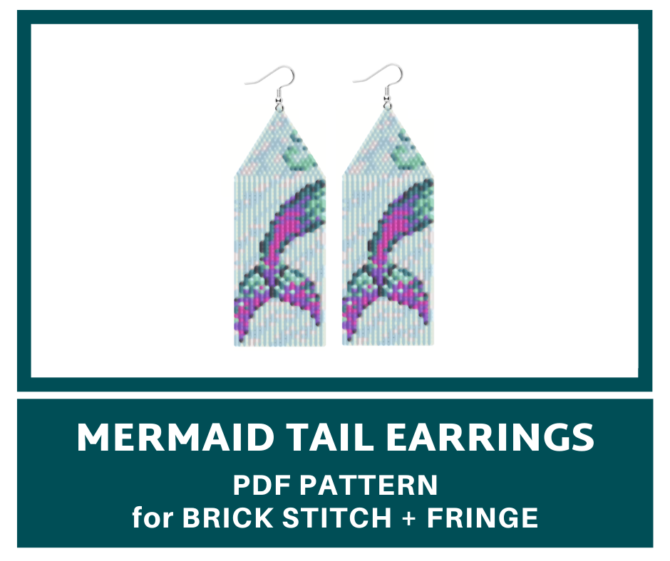 Mermaid tail beaded fringe earrings pattern 1 earrings bead pattern