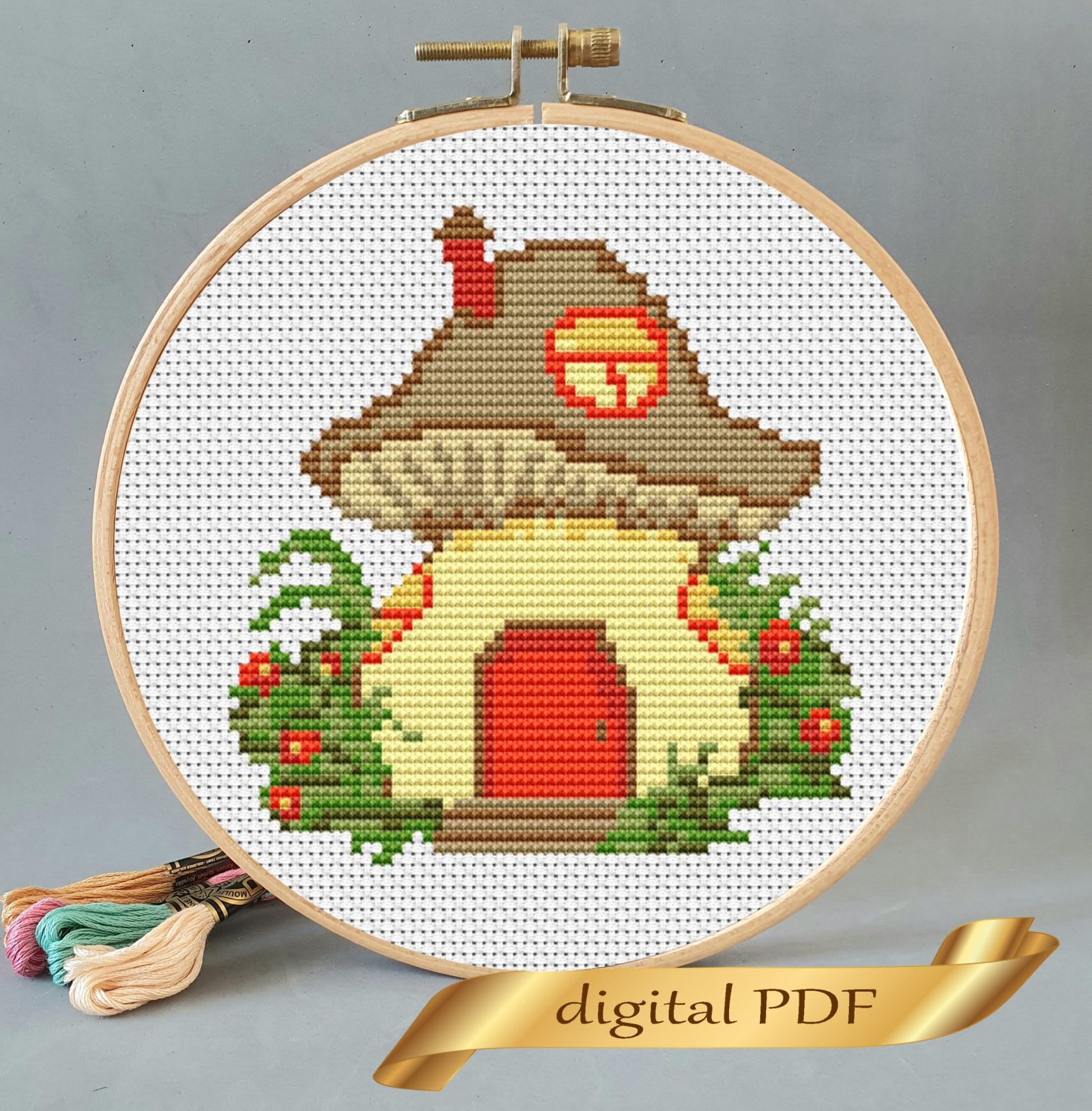 mushroom pattern cross stitch , easy embroidery diy 1 mushroom cross stitch