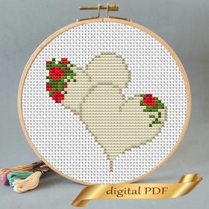 two heart cross stitch