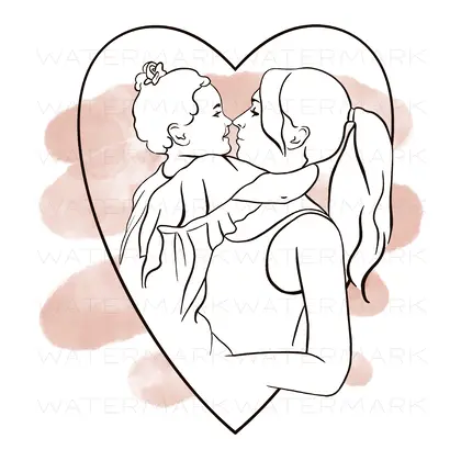 Mother with little daughter, 1 png sublimation design