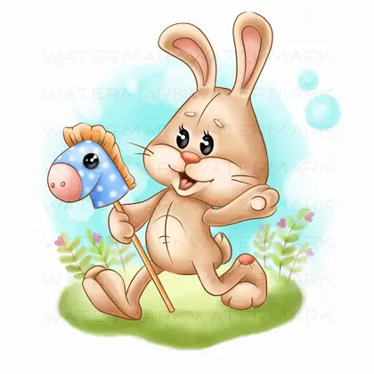 Cute baby rabbit, digital illustration, sublimation design
