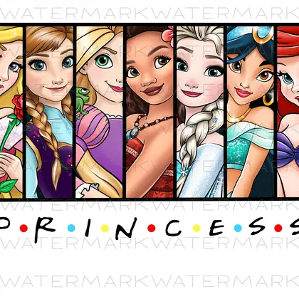 Princesses friends, sublimation files, digital illustration