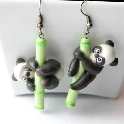 Pandas dangling earrings