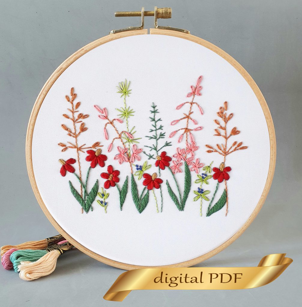 wild flowers pattern digital pdf hand embroidery designs diy