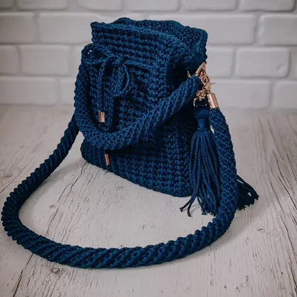 Bag pouch with cord crochet pattern PDF