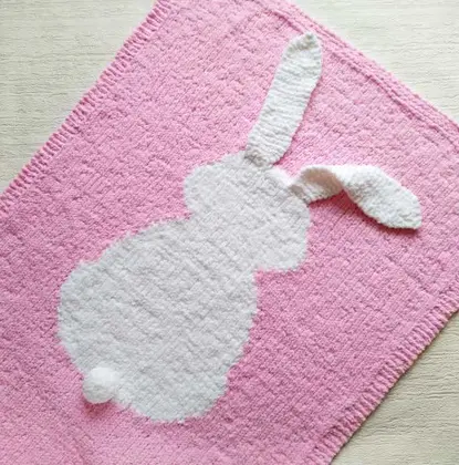 Bunny baby blanket knitting pattern