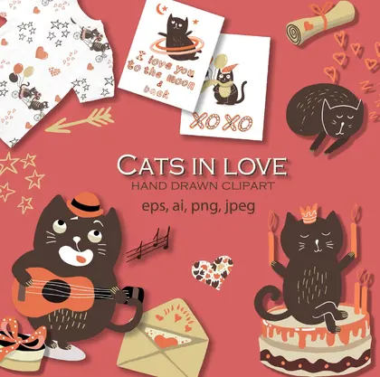 Cats-in-love-hand-drawn-clipart