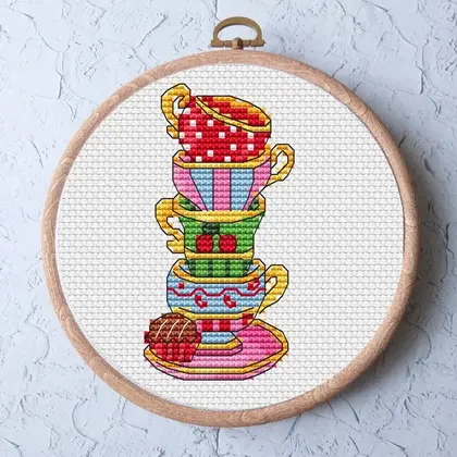 Cups cross stitch pattern