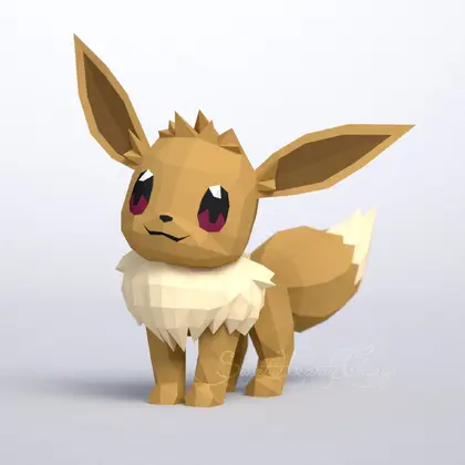 3d Papercraft–Eevee–PDF SVG DXF Templates
