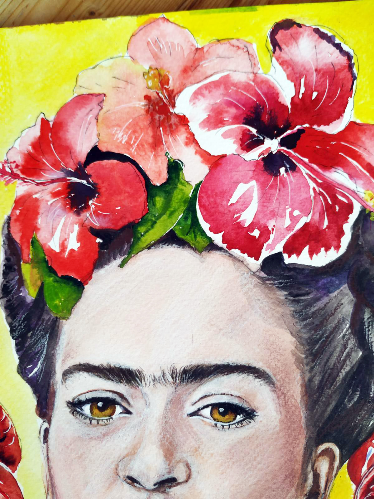 Frida Kahlo portrait with anthurium hibiscus flowers 2 Frida-Kahlo-portrait-anthurium-wreath