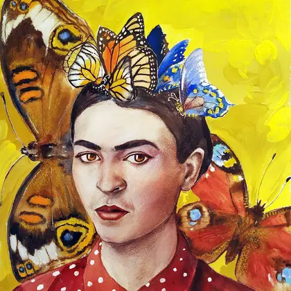 Frida Kahlo portrait with butterflies 1