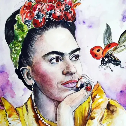 Frida-Kahlo-portrait-with-ladybugs
