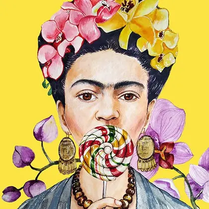 Frida-Kahlo-with-lollipop-orchids