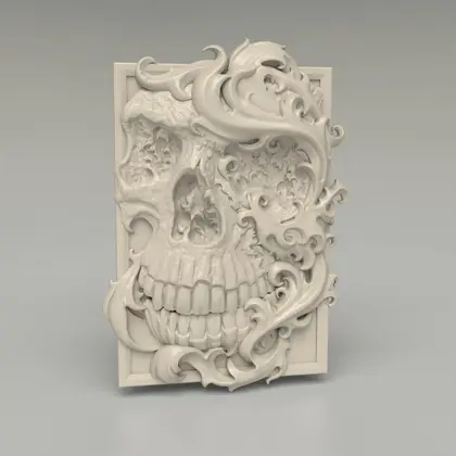 3D Model STL CNC 3dprint Gothic Skull
