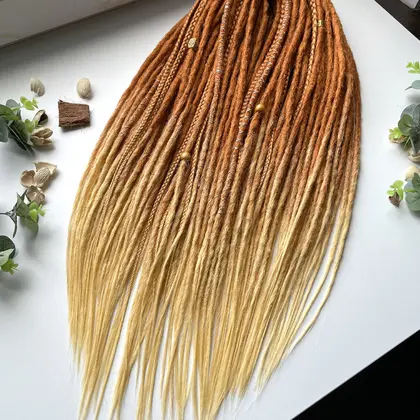 Fancy ginger dreadlock set, double ended dreads and braids
