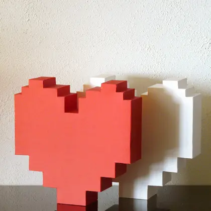 3d Papercraft–Undertale Pixel Heart–PDF DXF Templates