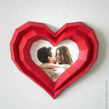 3d Papercraft–Heart Photo Frame–PDF DXF Templates