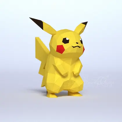 3d Papercraft–Pikachu–PDF SVG DXF Templates