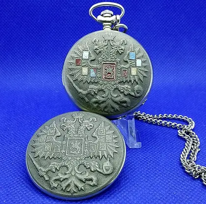 Vintage Soviet Pocket Watch.Two-headed eagle.Antique watch USSR