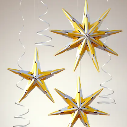 3d Papercraft – Weaving Stars Set – PDF DXF Templates