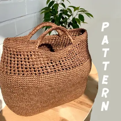 Crochet pattern Raffia tote bag Beach basket bag PDF Tutorial