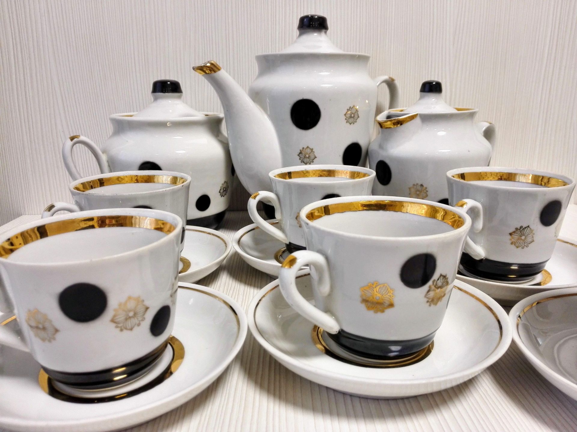 Soviet Vintage Porcelain.Polka Dots Coffee Set. Russian Porcelain 2 Soviet Vintage Porcelain.Polka Dots Coffee Set. Russian Porcelain - Image 2