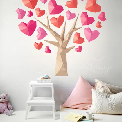 3d Papercraft–Wall Tree Heart–PDF DXF Templates