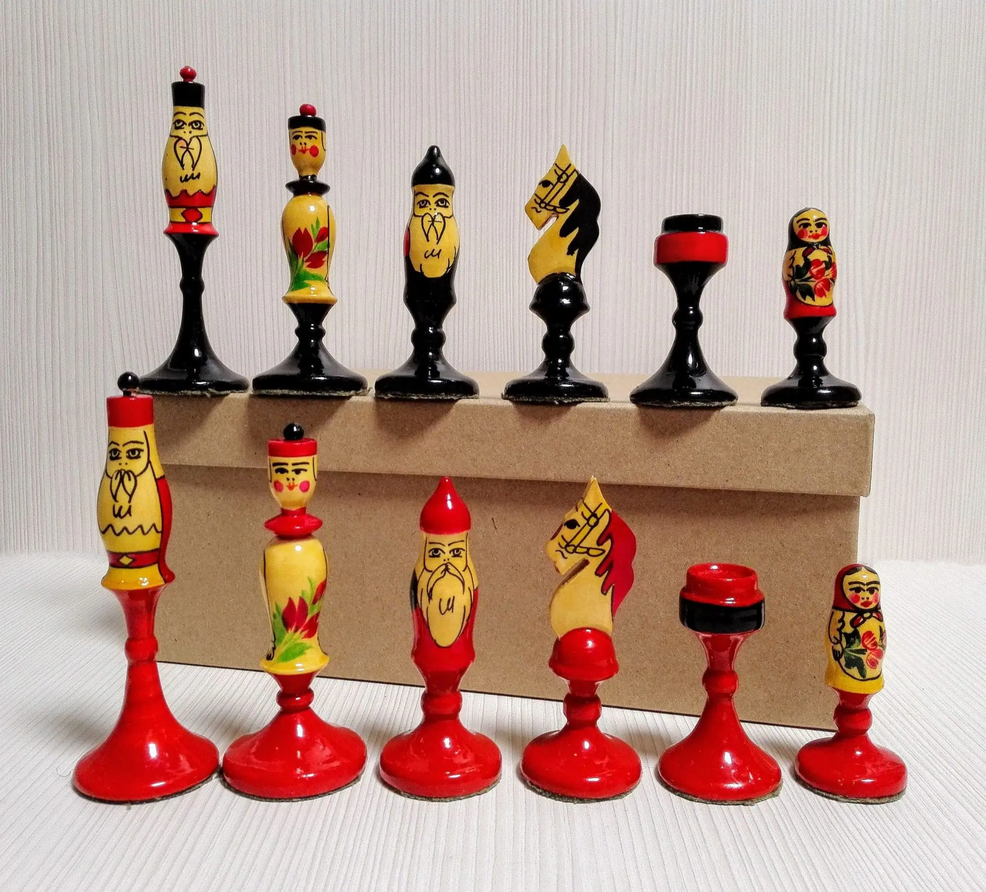 Vintage Soviet Chess set Matryoshka.Hand painted.Rare chess USSR 1 chess-clock-jantar