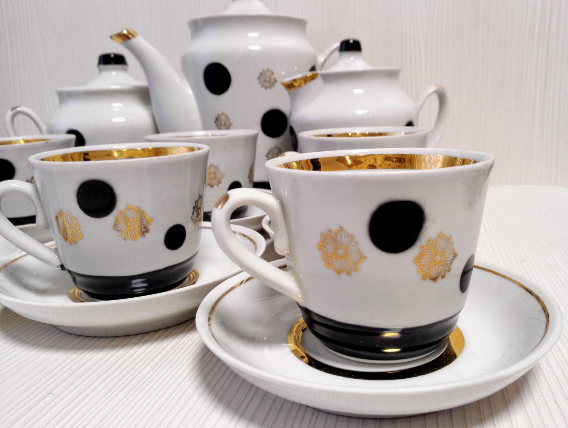 Soviet Vintage Porcelain.Polka Dots Coffee Set. Russian Porcelain 7 Soviet Vintage Porcelain.Polka Dots Coffee Set. Russian Porcelain - Image 7