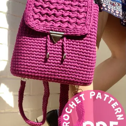 Crochet pattern Backpack with lining PDF Tutorial Video