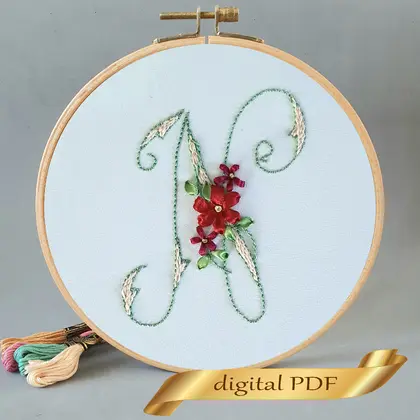 floral letter N pattern