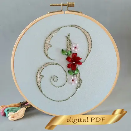 Ribbon embroidery letter P pattern