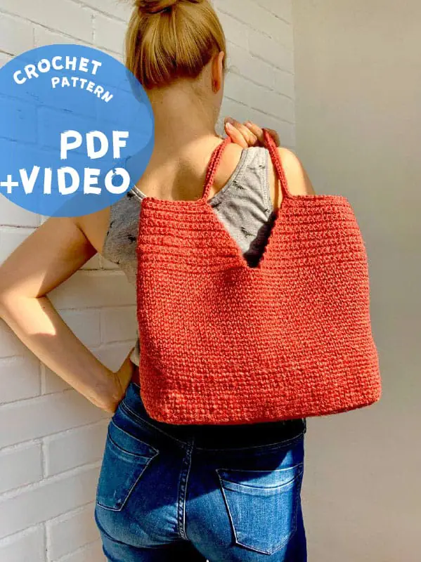 Crochet pattern Eco jute tote bag Beach bag PDF Video Tutorial 1 Crochet pattern Eco jute tote bag