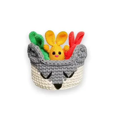 Crochet animal wolf basket pattern